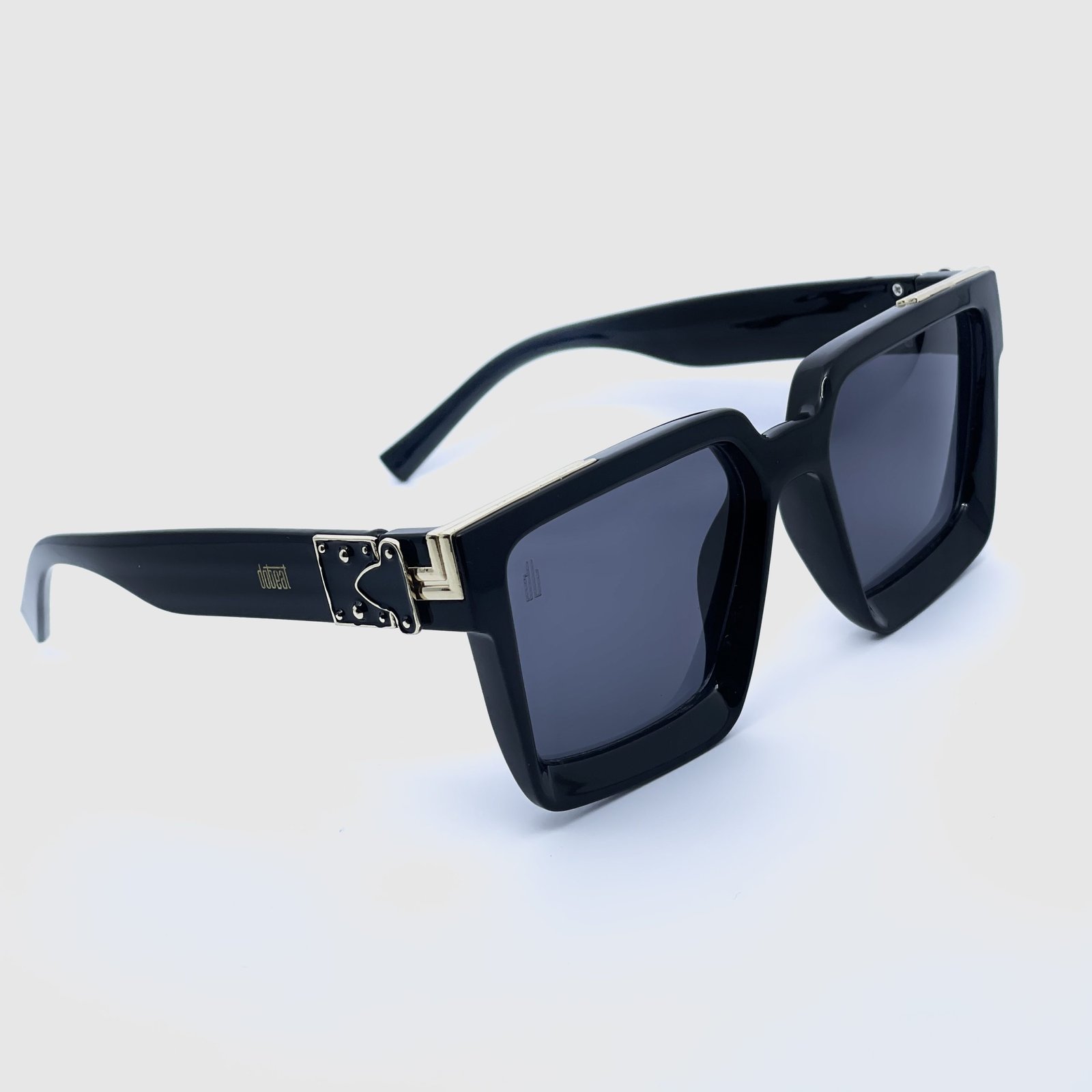 Óculos de Sol Dot Beat Dubai Unissex Quadrado Preto e Dourado