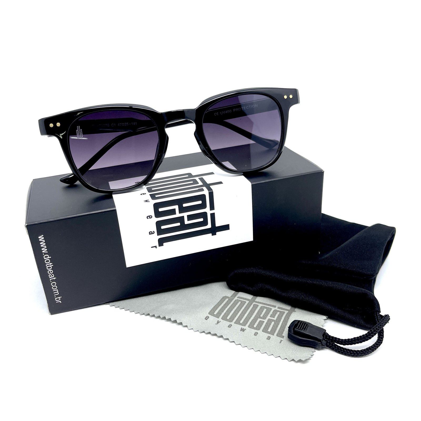 Óculos de Sol Dot Beat Newport Unissex Preto Brilho - Image 5