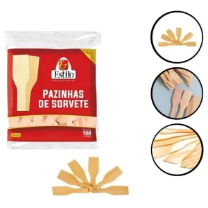 500un Pazinha Sorvete Madeira Pá Palito Descartavel 6cm