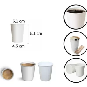 500un Copo De Café 120ml Em Papel Branco Liso Biodegradável