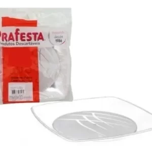 30un Prato Acrílico Quadrado Grande De Festa 21cm