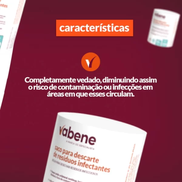 100 Sacos de Lixo Resíduo Infectante Hospitalar Vabene 15L - 50L - 30L - Imagem 2