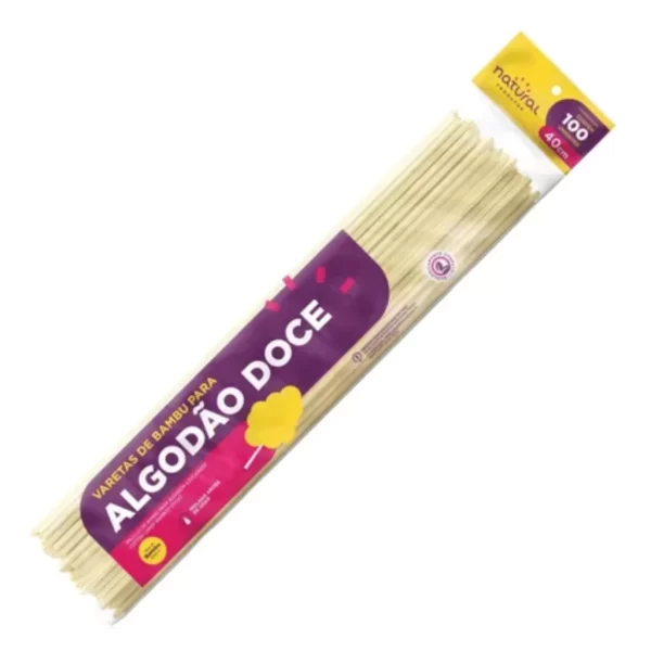 Vareta Palito Algodão Doce Quadrada 40 Cm Resistente até 400Und  "