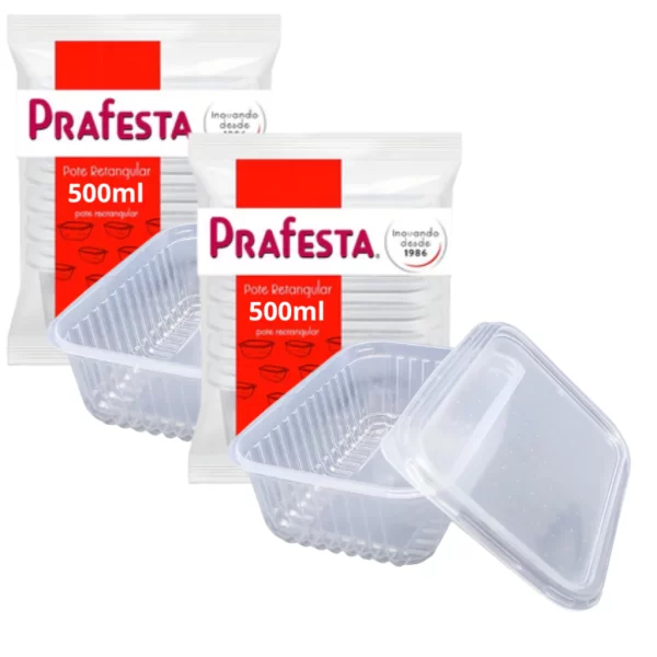 "Kit 48 Unid Pote Retangular Descartável 250/350/500/750/1000ml Microondas Freezer Marmita  "