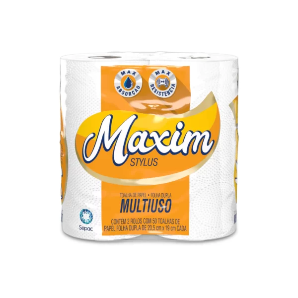 Papel Toalha com 2 unidades Maxim Stylus 50 Folhas Cada