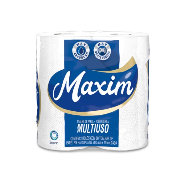 Papel Toalha com 2 unidades Maxim Multiuso 60 Folhas Cada