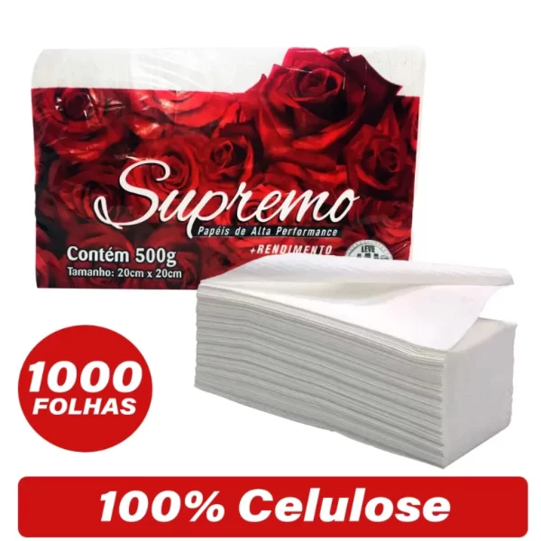 Papel Toalha Interfolha 2 Dobras Extra Branco 20x20 cm 1000 Folhas Enxuga Bem Supremo