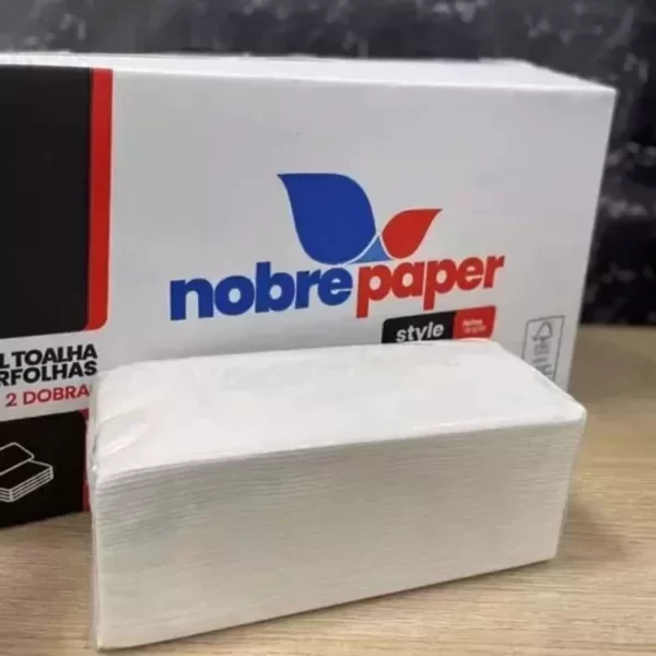 Papel Toalha Interfolhas 2 Dobras Folha Dupla 20 cm x 21 cm ( Nobre Paper Style )