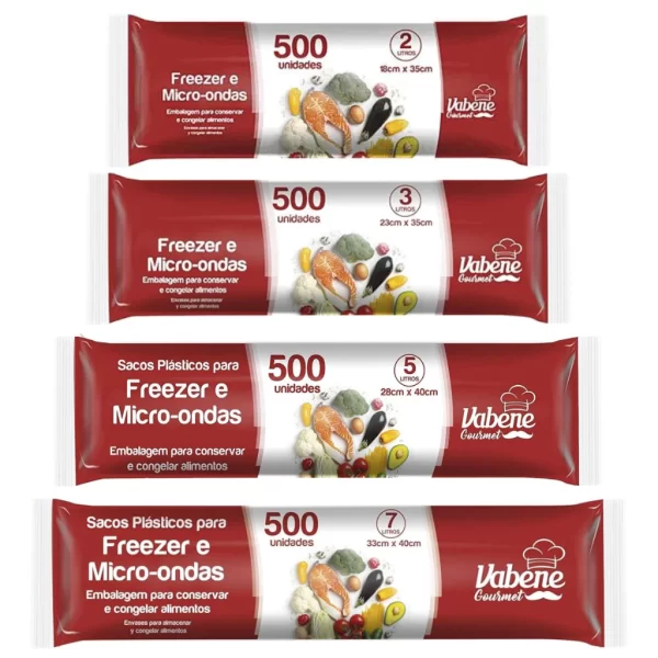 500 Saco Plástico para Freezer e Micro-ondas 2 L , 3 L, 5 L e 7 L - Vabene - Imagem 10