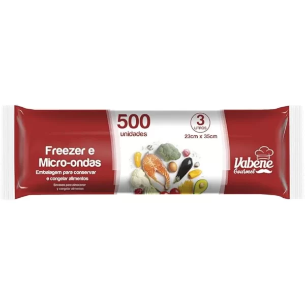 500 Saco Plástico para Freezer e Micro-ondas 2 L , 3 L, 5 L e 7 L - Vabene