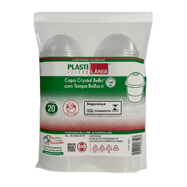 Copo Tampa Bolha Sem Furo 300/200/150ml Plastilania C/20 Und