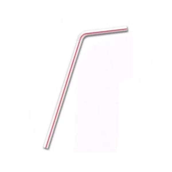 Canudo Flexível Sachê Branco/Vermelho - 19cm X 6mm (100 Unds) - Imagem 5