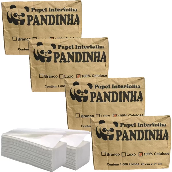 Papel Toalha Interfolha Branco 4000Folhas 100% Cel. Pandinha Fardo - Imagem 6