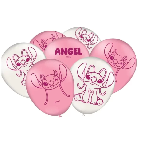 25 Balões Para Festa Disney Stitch E Angel N°9 Festcolor - Imagem 4