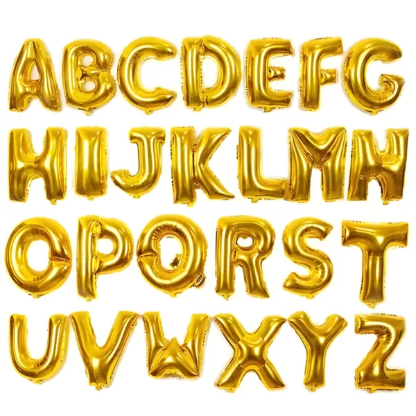 Balão Metalizado Letras Alfabeto Dourado A - Z Para Festas
