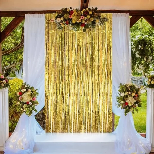 Kit 3 Cortinas Metalizada Fitas Para Eventos Festa Decoração - Imagem 5