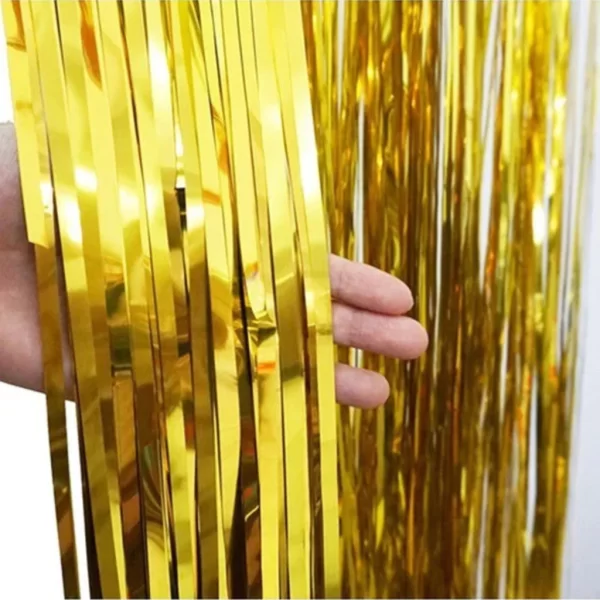 Kit 3 Cortinas Metalizada Fitas Para Eventos Festa Decoração - Imagem 3