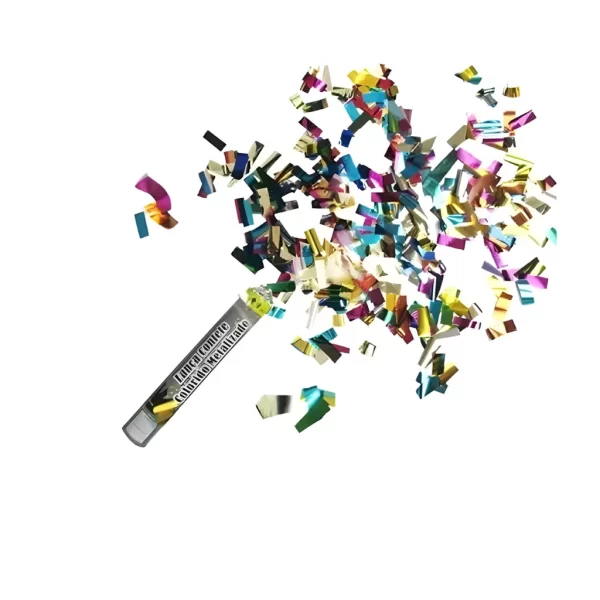 Kit Lança Confetes Metalizado Colorido Para Festa Papel Picado - Imagem 2