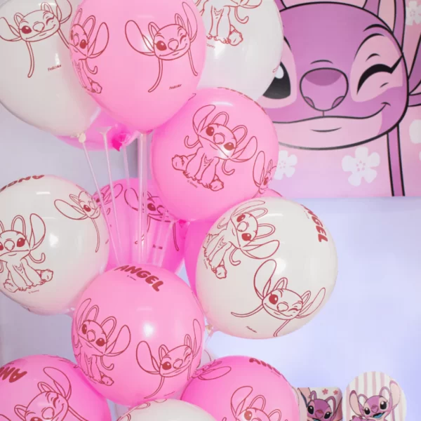 25 Balões Para Festa Disney Stitch E Angel N°9 Festcolor - Imagem 2