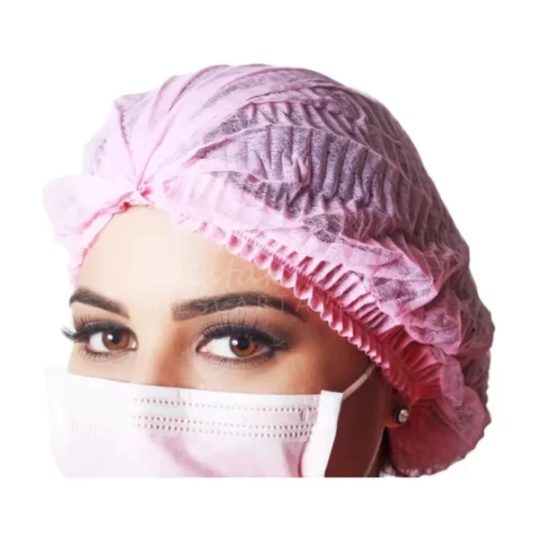 Touca Descartável Sanfonada Branca e Rosa - Protclean C/ 100 Un. Cor Branco e Rosa