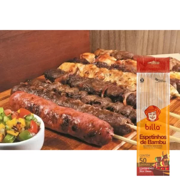 100u Espetinho De Madeira Bambu Para Churrasco E Petiscos - Imagem 4