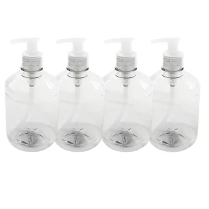 Frasco Pet 500ml Porta Álcool em Gel, Sabonete Liquido, Saboneteira - 04 Unidades