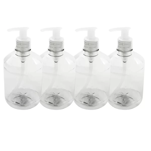 Frasco Pet 500ml Porta Álcool em Gel, Sabonete Liquido, Saboneteira - 04 Unidades
