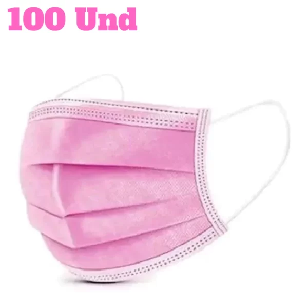 Kit Estética 100 Toucas Tnt Rosa 100 Mascara de proteção Rosa e 100 Luvas Nitrílicas Rosa - Imagem 3