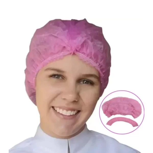 Touca Descartável Sanfonada Branca e Rosa - Protclean C/ 100 Un. Cor Branco e Rosa - Imagem 6