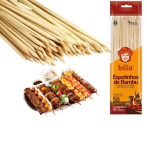 100u Espetinho De Madeira Bambu Para Churrasco E Petiscos
