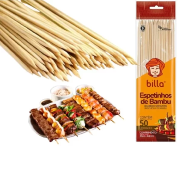 100u Espetinho De Madeira Bambu Para Churrasco E Petiscos