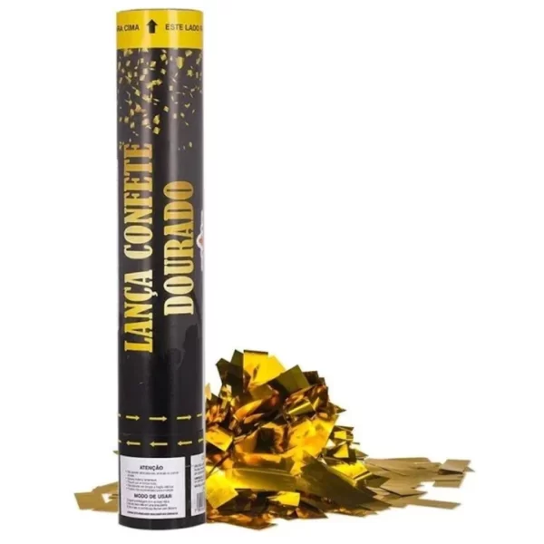 Kit 2 Lança Confete Festa Metalizado Dourado e Prata - Imagem 5