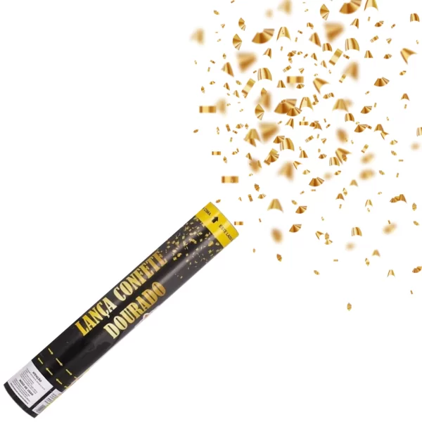 Kit 2 Lança Confete Festa Metalizado Dourado e Prata - Imagem 3